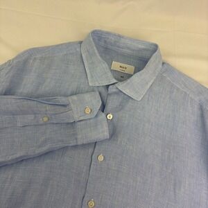Rye 51 Mens Button Down Shirt Blue Linen Feel Small Batch XL Costal Resort